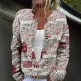 thumbnail image 2 of WTOBBY Women's Fashion Printed Long Sleeve Knitted Cardigan Button Down Jacket, Christmas Pattern Warm and Soft Outerwear for Casual and Party Wear,Pink 4XL, 2 of 7