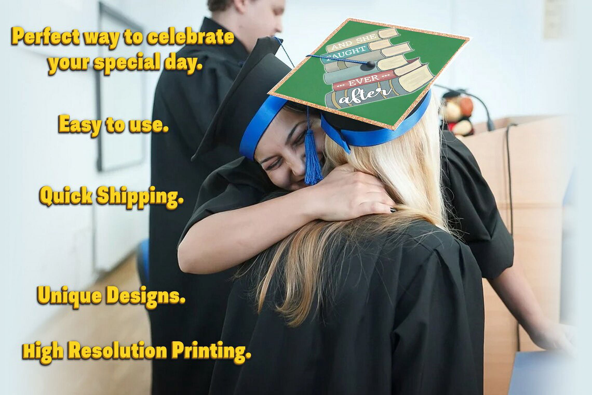 And She Taught Ever After, Teacher Cap, Graduation Cap Topper Decoration, Graduation Gift