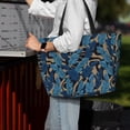 thumbnail image 4 of Wukai Blue Leaves A Print Zipper Bag,large Beach Tote Bag,Waterproof Sandproof Bag,Grocery and Picnic Tote Travel Bag, 4 of 5