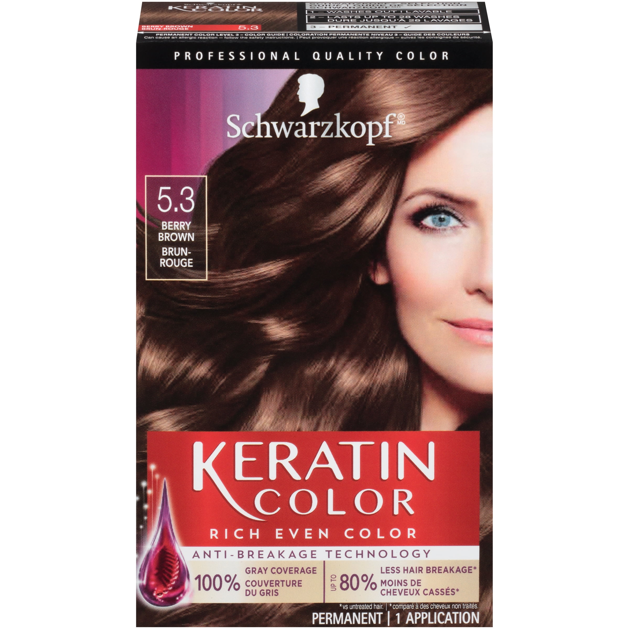 Schwarzkopf Keratin Color Permanent Hair Color Cream,  Berry Brown -  