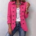 thumbnail image 2 of Womens Lightweight Jacket Long Sleeve Ruffle Button Front Cardigan Jacket Open Front Lapel Collar Double Breasted Casual Outerwear Coat with Lining, 2 of 9
