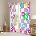 thumbnail image 3 of Homewish Teens Adults Chic Floral Plaid Curtains Pack of 2 (42x84 Each),Geometric Plaid Grid Curtains Blackout,Abstract Colorful Flowers Bedroom Curtains,Luxury Bedroom Decor, 3 of 6
