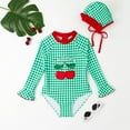thumbnail image 3 of Hiijoy Toddler Girls One-Piece Swimsuit Plaid Cherry Print Long Sleeve Swimwear, Sizes 4-9, 3 of 6