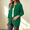 thumbnail image 6 of CHGBMOK Women Plus Size Round Neck Knit Cardigan Sweater Long Sleeve Button Down Casual Open Front Coat with Pockets Lightweight Fall Winter Outerwear, 6 of 9