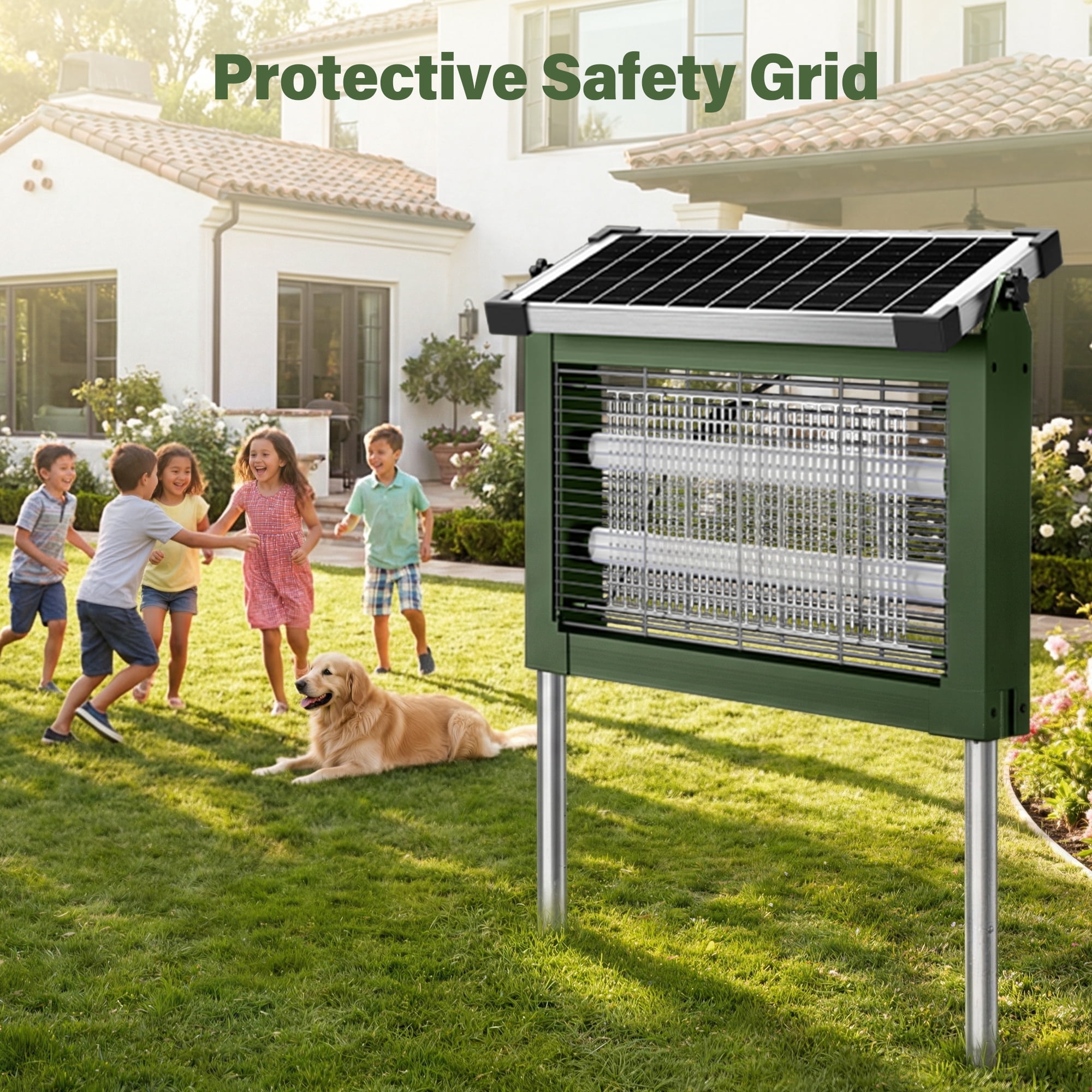 Rossetta Solar Bug Zapper Light, 4500V Waterproof Mosquito Zapper, Dual Power (Solar & Usb) for Indoor & Outdoor, Green