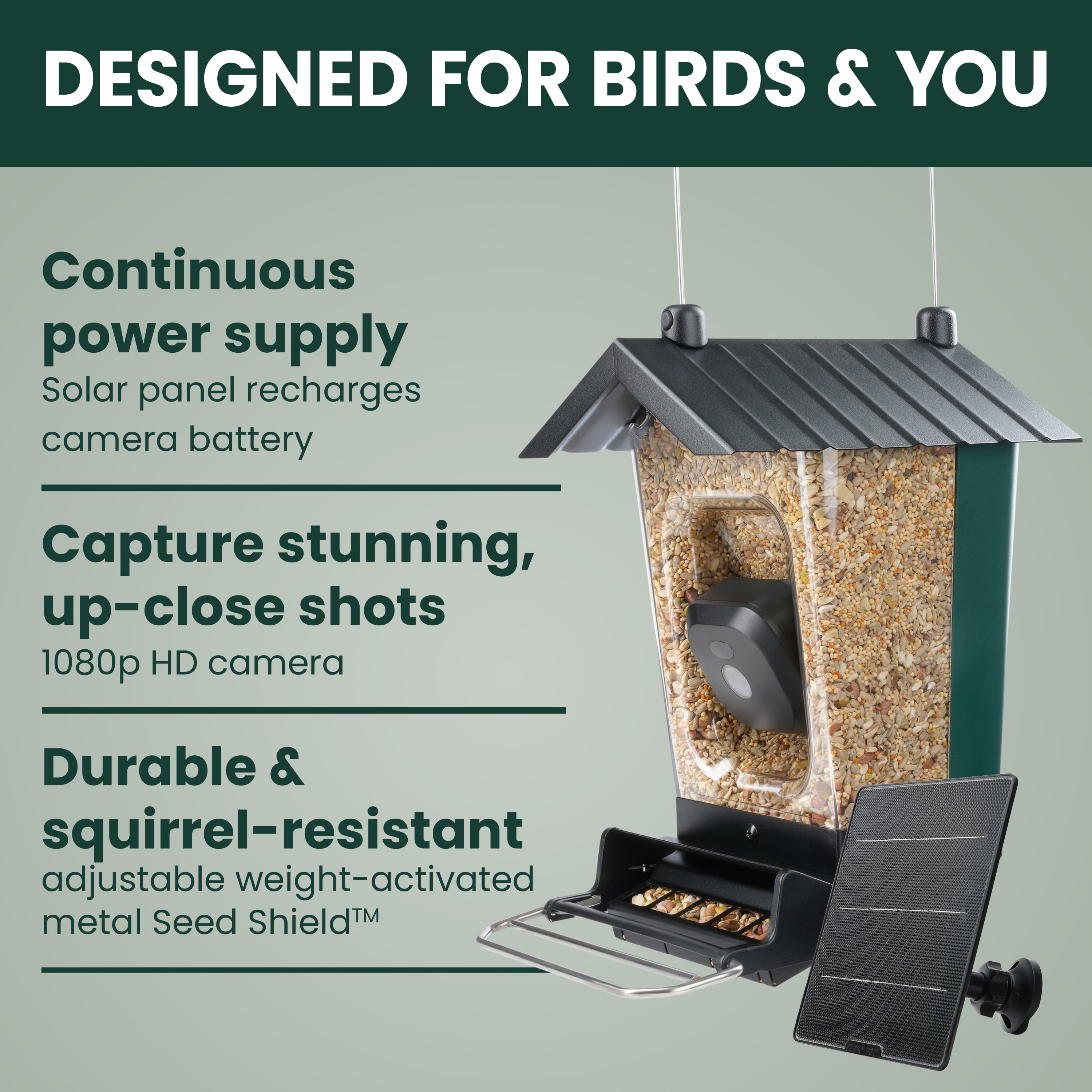 Perky-Pet Solar Powered Smart Bird Feeder with Camera