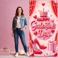 thumbnail image 6 of Red Theme Galentine's Day Banner Pink Heart Display Heart Pattern Cherry Decoration Sweet Backdrop for Galentine's Party Girls' Gathering Friendship Celebration, 6 of 7