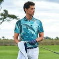 thumbnail image 3 of Yiaed Underwater Dolphin ScenePrint Men's Short Sleeve Polo Shirt,Golf Polo for Men Three-Button Golf Shirt Athletic Casual Collared T-Shirt- Small, 3 of 7