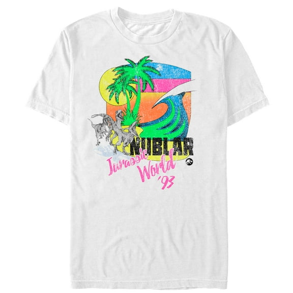 Men's Jurassic World Retro '93 Surf Nublar  Graphic Tee White 2X Large