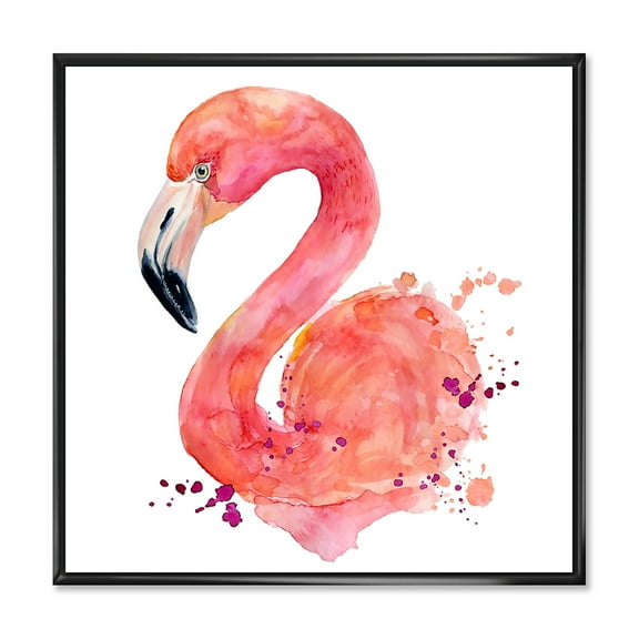Designart 'Abstract Portrait of Pink Flamingo I' Farmhouse Framed Canvas Wall Art Print