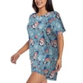 thumbnail image 2 of Fuzoiu Independence With Gnome Print Women's Short-Sleeved Pajama Set,Lounge Sleepwear Set,Womens Pajama Sets 2 Piece,Button-Up Top and Shorts with Pockets-X-Large, 2 of 7