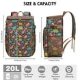 thumbnail image 3 of Travel Cooler Bag - DarkBrown Cartoon Dinosaurs Colorful Plants Pattern Camping Beer Cooler Backpack with Bottle Opener- Waterproof Insulated Picnic Backpacks - Cooler Bag for Beach, 3 of 6