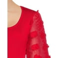 thumbnail image 4 of No Boundaries Juniors' Scoop Neck Top with Floral Bell Sleeves, 4 of 5
