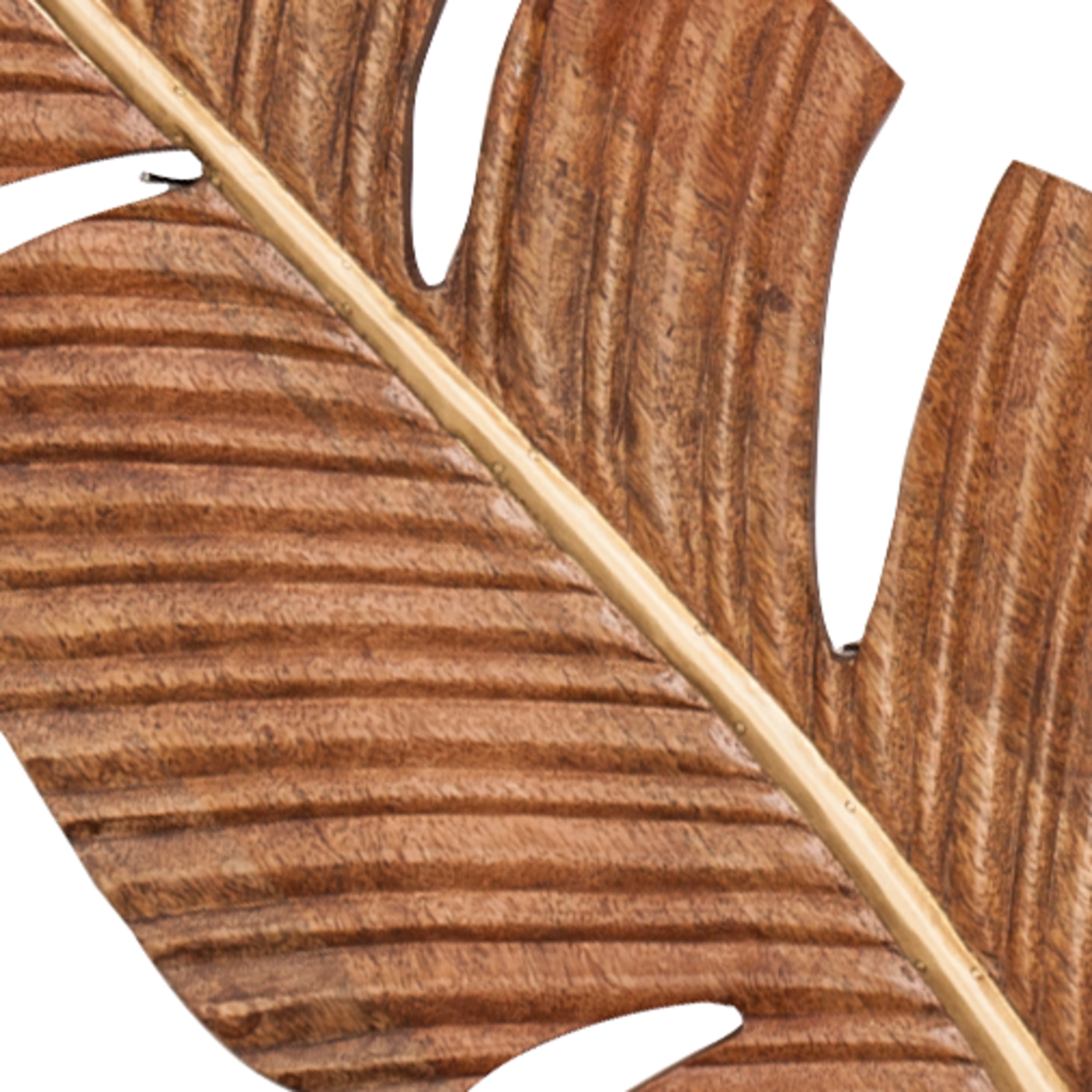 Brown Mango Wood Handmade Carved Leaf Wall Decor (Set of 3) - Small