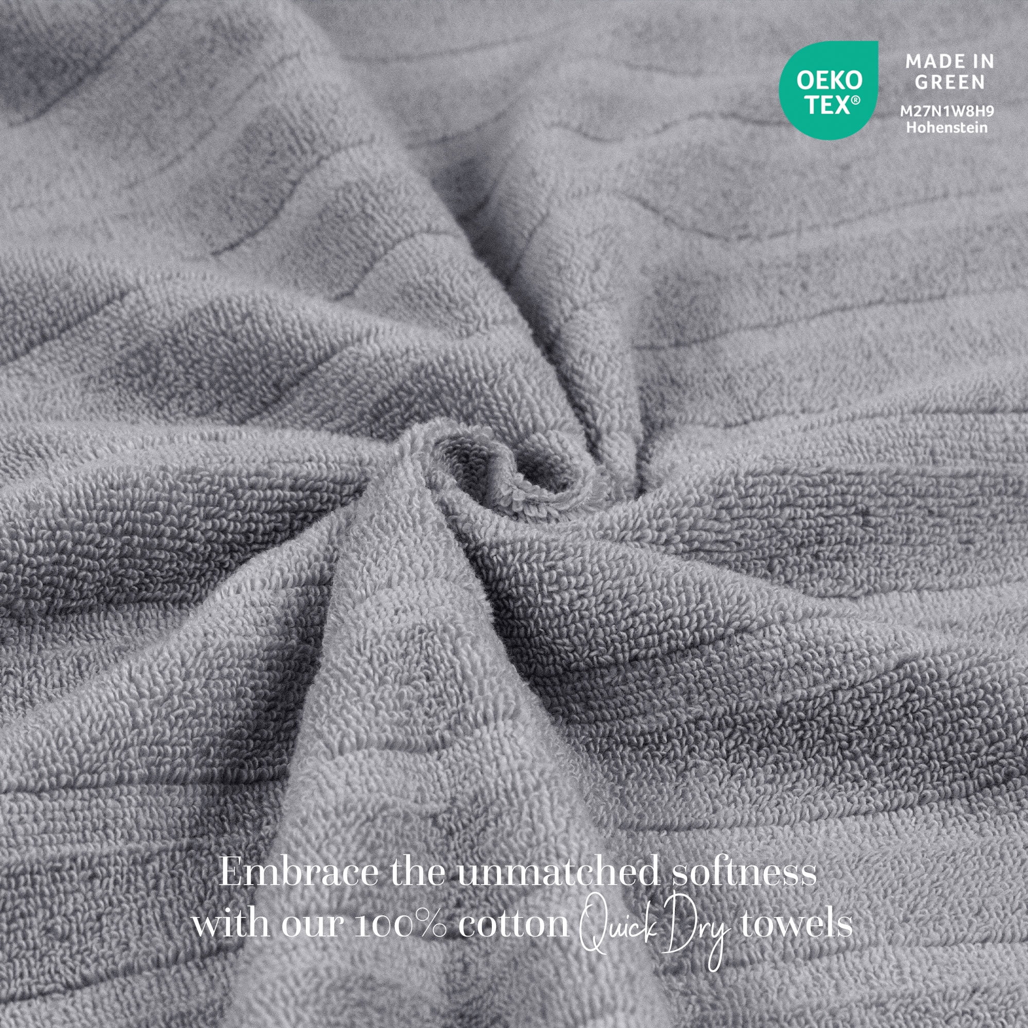 Everyday Home by Trident Quick Dry 4 Bath Towels, 100% Cotton , lightweight,Soft, Absorbent, Bathroom Towels, 4 Bath 27"x54", Charcoal