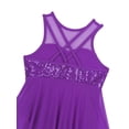 thumbnail image 6 of Venjoe Kids Girls Sequined Ballet Lyrical Dance Dress Leotard  Asymmetrical Dancewear Costume Purple 12, 6 of 7