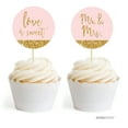 thumbnail image 1 of Blush Pink Gold Glitter Print Wedding Round Cupcake Topper DIY Party Favors Kit, 20-Pack, 1 of 3
