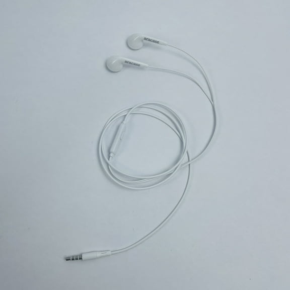 aracase 3.5mm White Wired Earphones with Microphone and Control