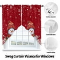 thumbnail image 6 of Swag Curtains Valances for Windows, Red Christmas Snowman Short Kitchen Window Curtains Over Sink, Winter Snowflakes Cafe Curtains Panel Set Of 2,Rod Pocket, 36 Inches Length, 6 of 8