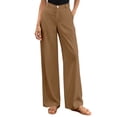 thumbnail image 2 of Women Wide Leg Pants High Waisted Spring Business Casual Outfits Trousers Palazzo Pants Pockets Khaki S, 2 of 7
