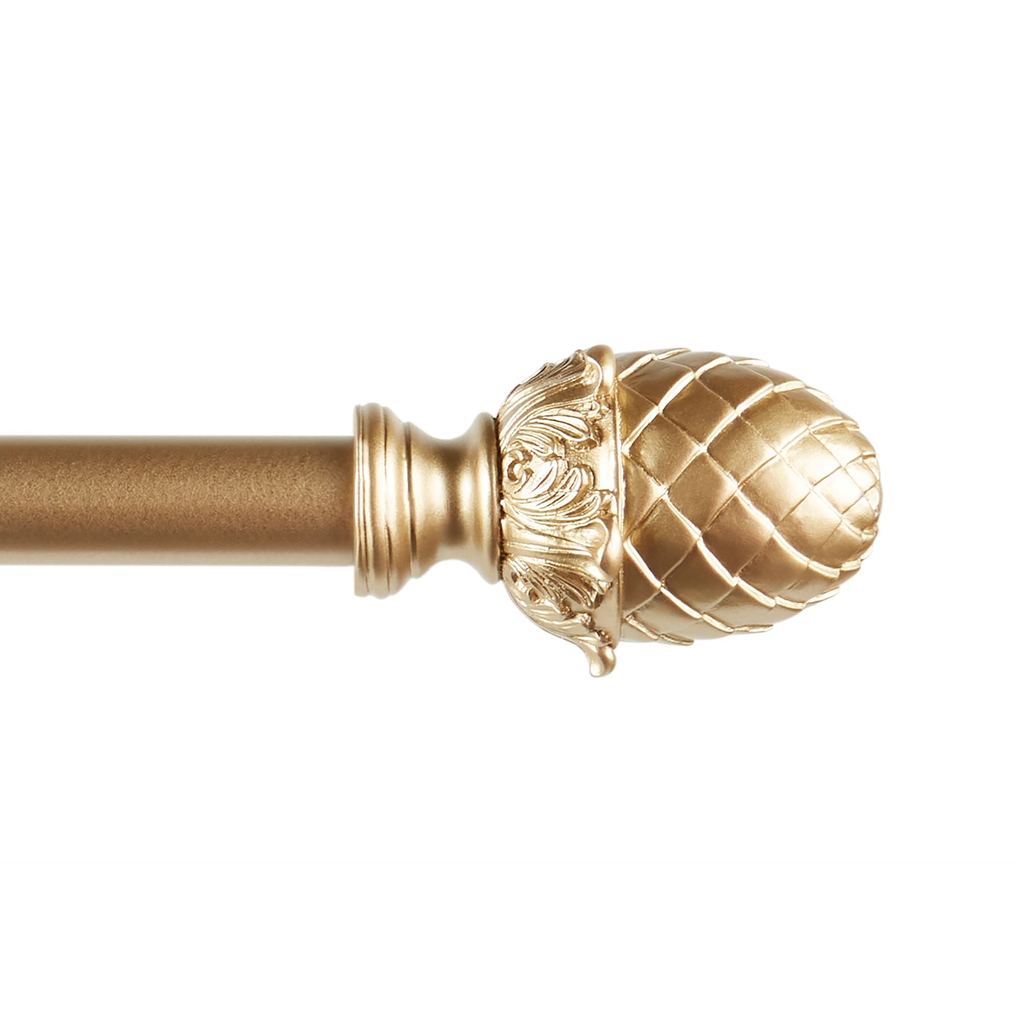 Exclusive Home Acorn 1" Curtain Rod and Coordinating Finial Set, Gold, Adjustable 66"-120"