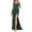 Green, variant on Elainilye Fashion Dresses for Women U-neck V-back Pleated Waist and Diamond Straight Tube Skirt High Slit Dress Party Dress,Green