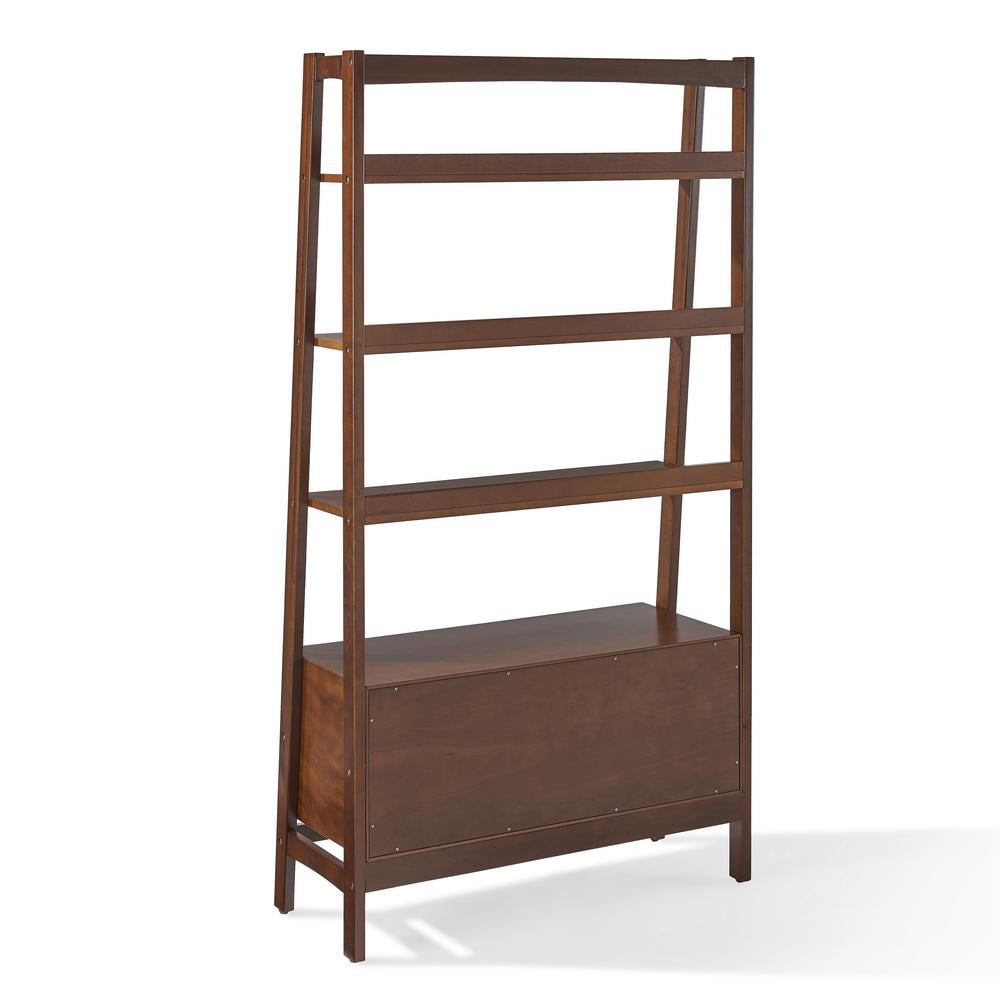 Crosley Furniture Landon Wood 4 Shelf Wide Etagere Bookcase in Mahogany