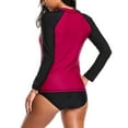 thumbnail image 5 of Attraco Women's Long Sleeve Rash Guard Color Block Swimwear UPF 50+ Running Swimming Shirt, 5 of 5