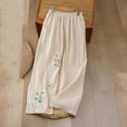 thumbnail image 2 of Kezqiaxn Womens Wide Leg Pants Plus Size Fashion Elastic Waist Trendy Embroidery Loose Casul Pants with Pockets Summer Clothes, 2 of 9
