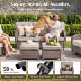 thumbnail image 3 of Bellefurn Luxury 9 Piece Outdoor Patio Furniture Sets,High Back Outdoor Wicker Conversation Set with Swivel Rocker Chairs,Sofa,Coffee Table and Ottomans for Porch Balcony Deck, 3 of 11