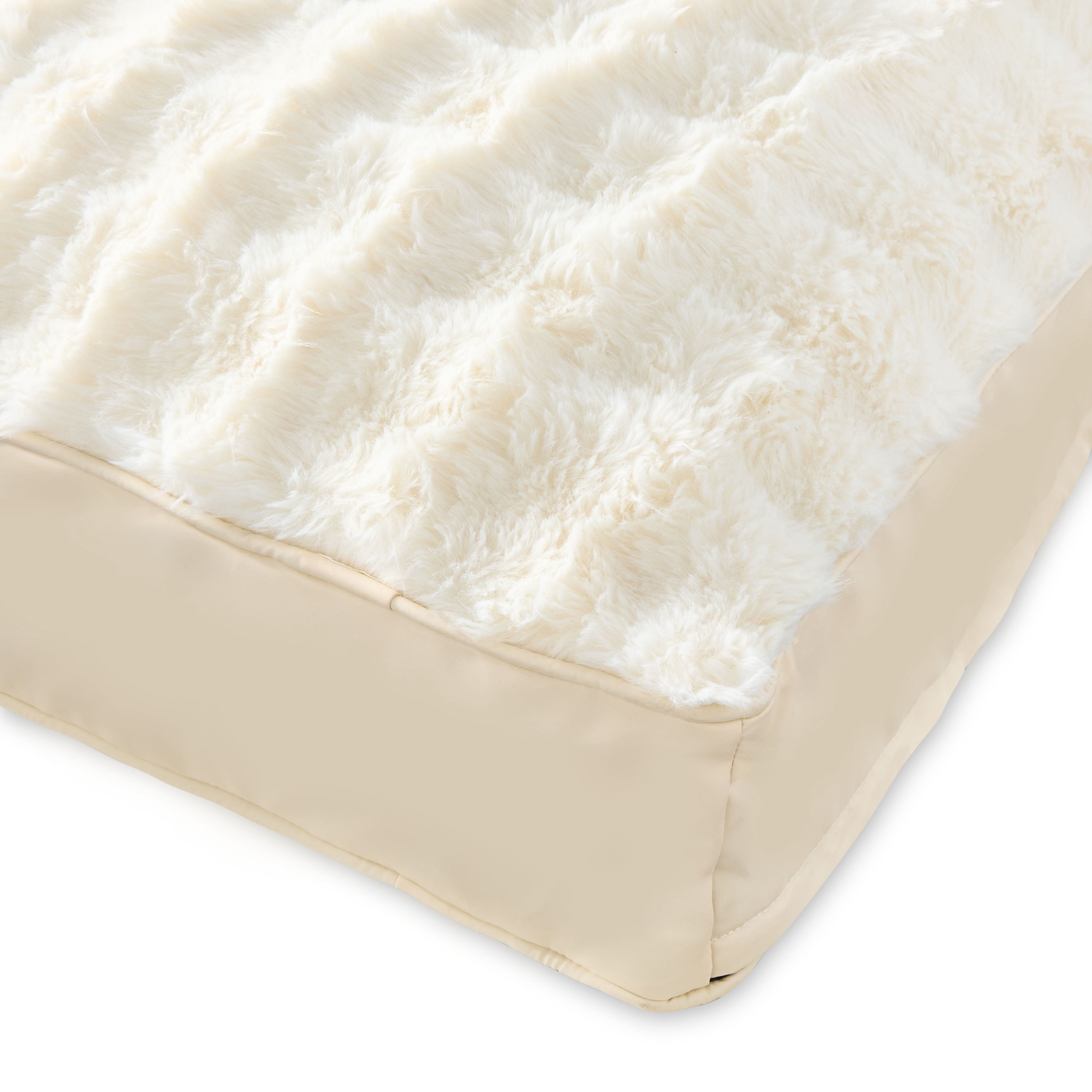 Vibrant Life Large Faux Leather Orthopedic Pet Bed, Tan, 40" x 27"