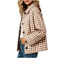 thumbnail image 6 of TGSLY Women's Checkered Cropped Jacket Causal Collared Button Down Gingham Coat Loose Fit Long Sleeve Trendy Street Fall Winter Outerwear with Pockets S, 6 of 7