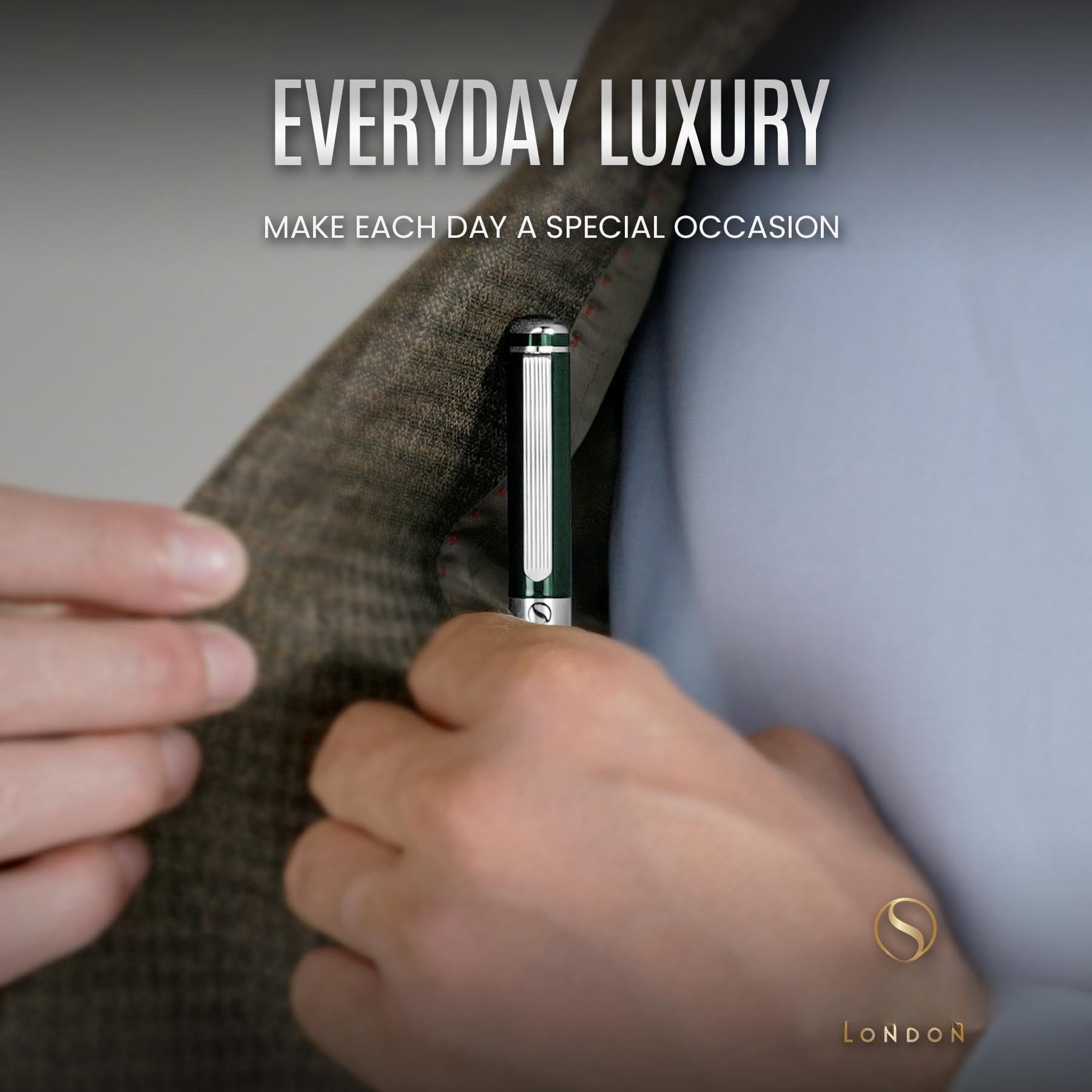 Personalized Racing Green Ballpoint Pen - Stunning Lacquer Luxury With Chrome Finish  Schmidt Ink Refill Engraved Ball Point Gift Set For Men & Women Custom Engraving