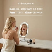 Fancii Vera Vanity Makeup Mirror with Lights, Rechargeable, Illuminated Cosmetic Mirror with 3 Dimmable Light Settings, Adjustable Stand (Chrome)