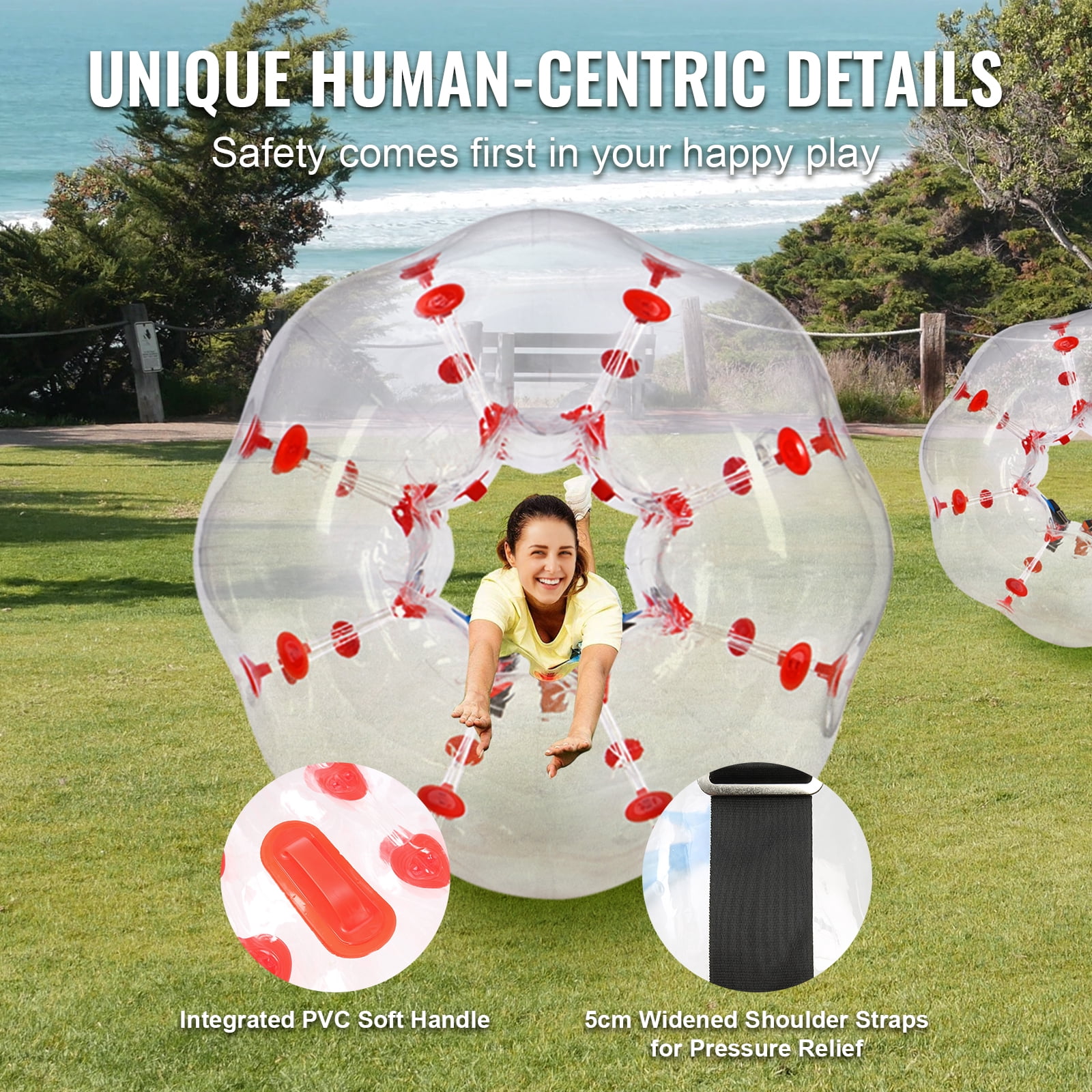 KFFKFF Inflatable Bumper Ball 1-Pack 4FT/1.2M PVC Sumo Zorb Ball for Teen & Adult
