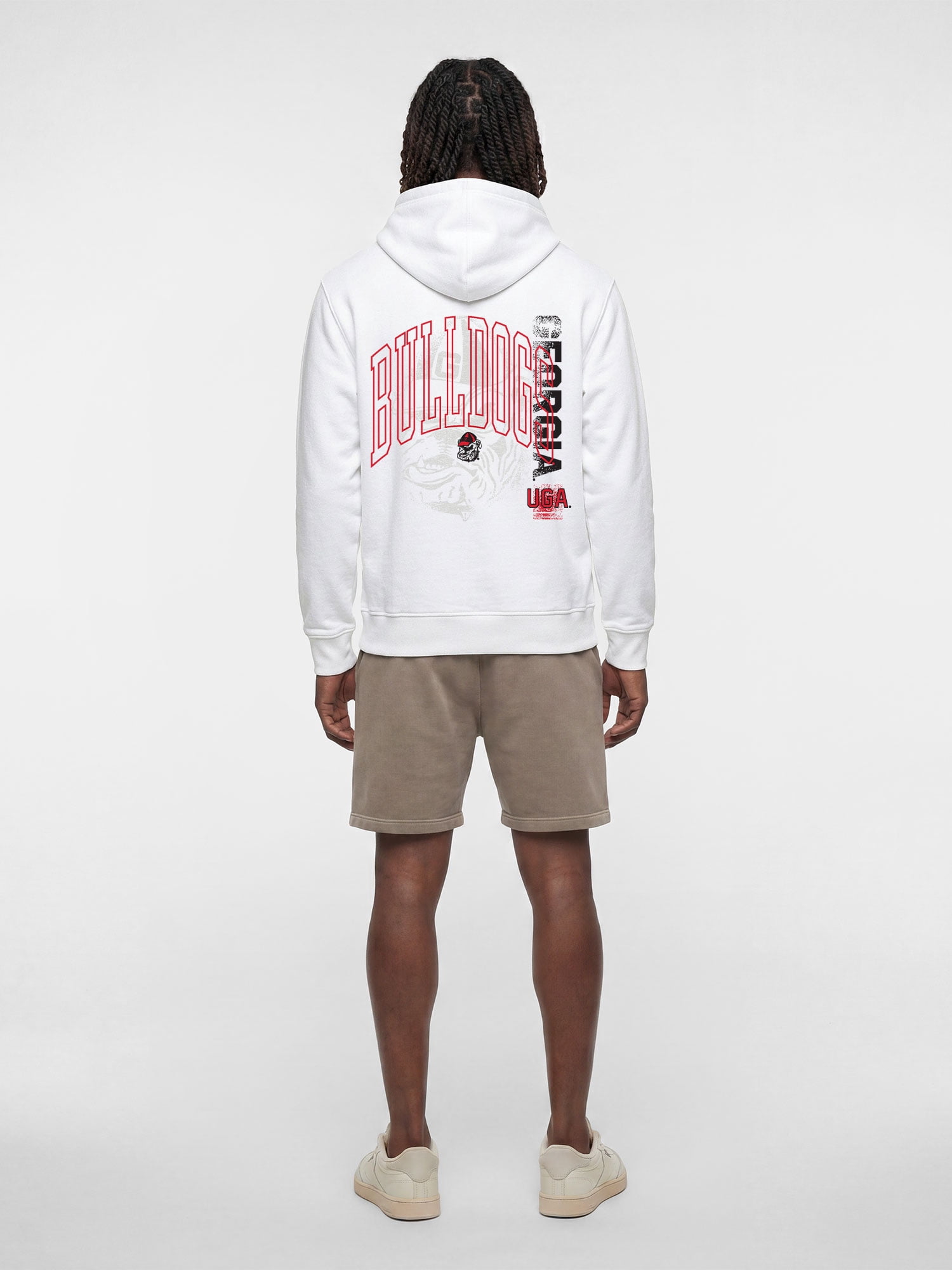 Georgia Bulldogs Reebok Mens White Hooded Sweatshirt