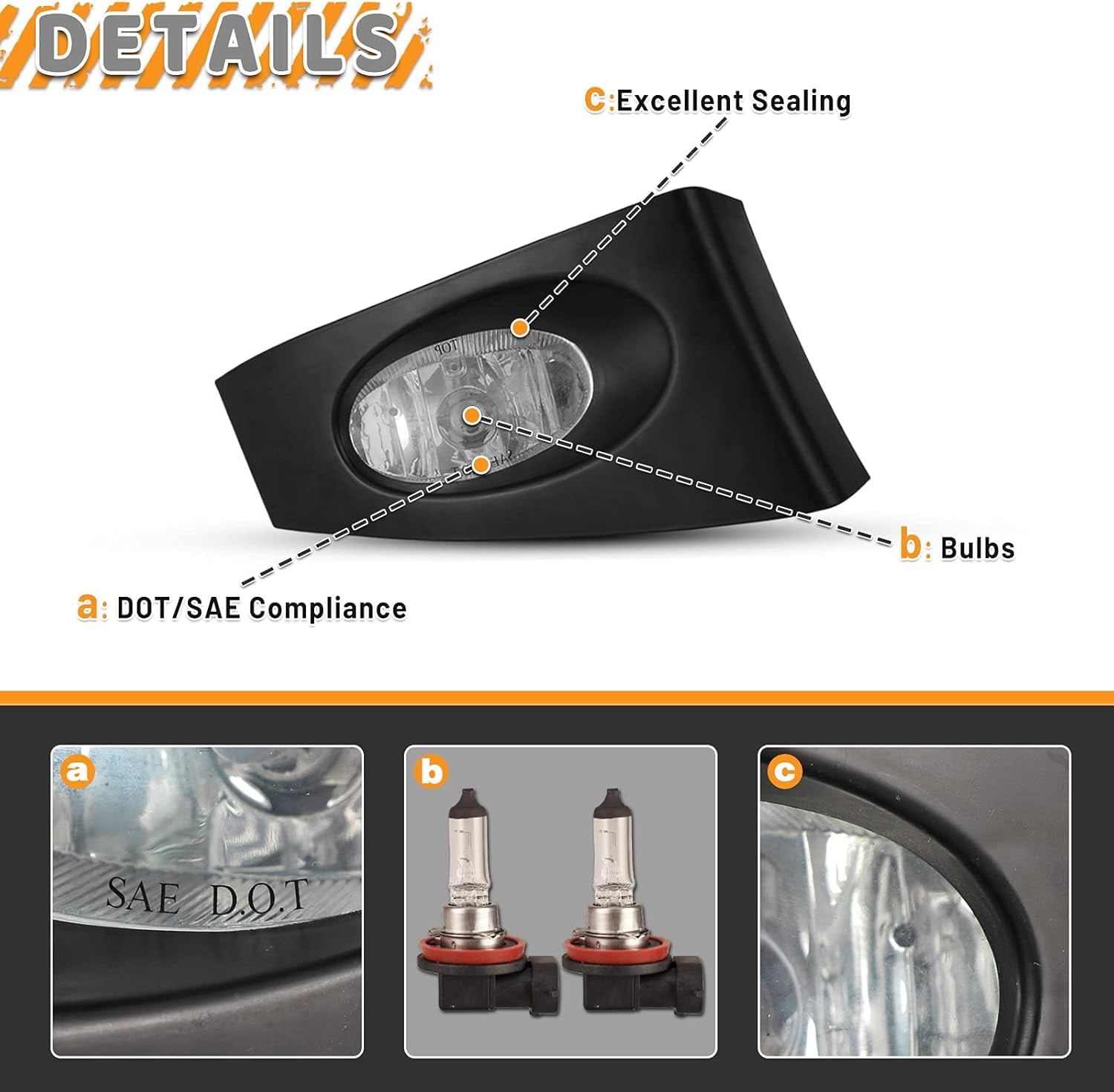 2Pcs Fog Lights Lamps Assembly for 2007 2008 Honda Fit Driver Passenger Replacement,Clear Lens