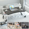 thumbnail image 4 of Foldable Laptop Desk for Bed, Bed Tray Table with 4 USB Ports, Cup Holder and Draw, Bed Standing Table for Working Reading Writing, Eating for Bed Sofa Couch Floor, with Mini Lamp & Fan, 4 of 6