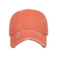 thumbnail image 3 of Toptie Women 3-Stripe Ponytail Baseball Cap Distressed Washed Messy High Bun Ponytail Hat-Orange, 3 of 7