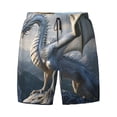 thumbnail image 4 of Lsque Mens Swim Trunks Mountain White Dragon Pattern - Bathing Suit Compression Liner - Beach Swim Shorts Swimwear - (S-3XL) - Stretch Quick Dry -3X-Large, 4 of 9