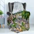 thumbnail image 4 of Landscape Soft Flannel Fleece Blanket, View of Old Town Area Luxembourg City Touristic Destination European Scenic Photo, Cozy Plush for Indoor and Outdoor Use, 70" x 90", Multicolor, by Ambesonne, 4 of 5