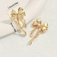 thumbnail image 5 of Sdmnsg-T Gold Plated Bow Earrings for Women, 925 Sterling Silver Post Ribbon Knot Stud Earrings Drops, Daily Jewelry Accessory Valentines Day Gifts, 5 of 6