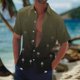 thumbnail image 1 of Blusa y camisa de manga corta con cuello vuelto Camisa casual para hombre Camisa de bolos vintage de manga corta Camisas de verano de playa cubana Camisa con botones Blusa para hombre Poliéster, 1 of 5