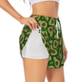 thumbnail image 2 of Bixox Women's Big Colorful Avocados pattern 2 in 1 Running Shorts - Lightweight Athletic Workout Gym Yoga Shorts Liner with Pockets - Medium, 2 of 7