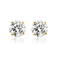thumbnail image 3 of 14K Solid Yellow Gold 7mm Round Cubic Zirconia CZ Stud Earrings, 3 of 10