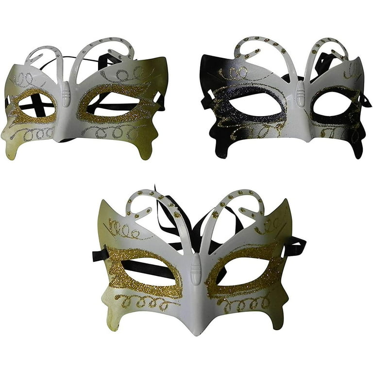 High Quality Assorted Venetian Party Mask Multicolored White Gold