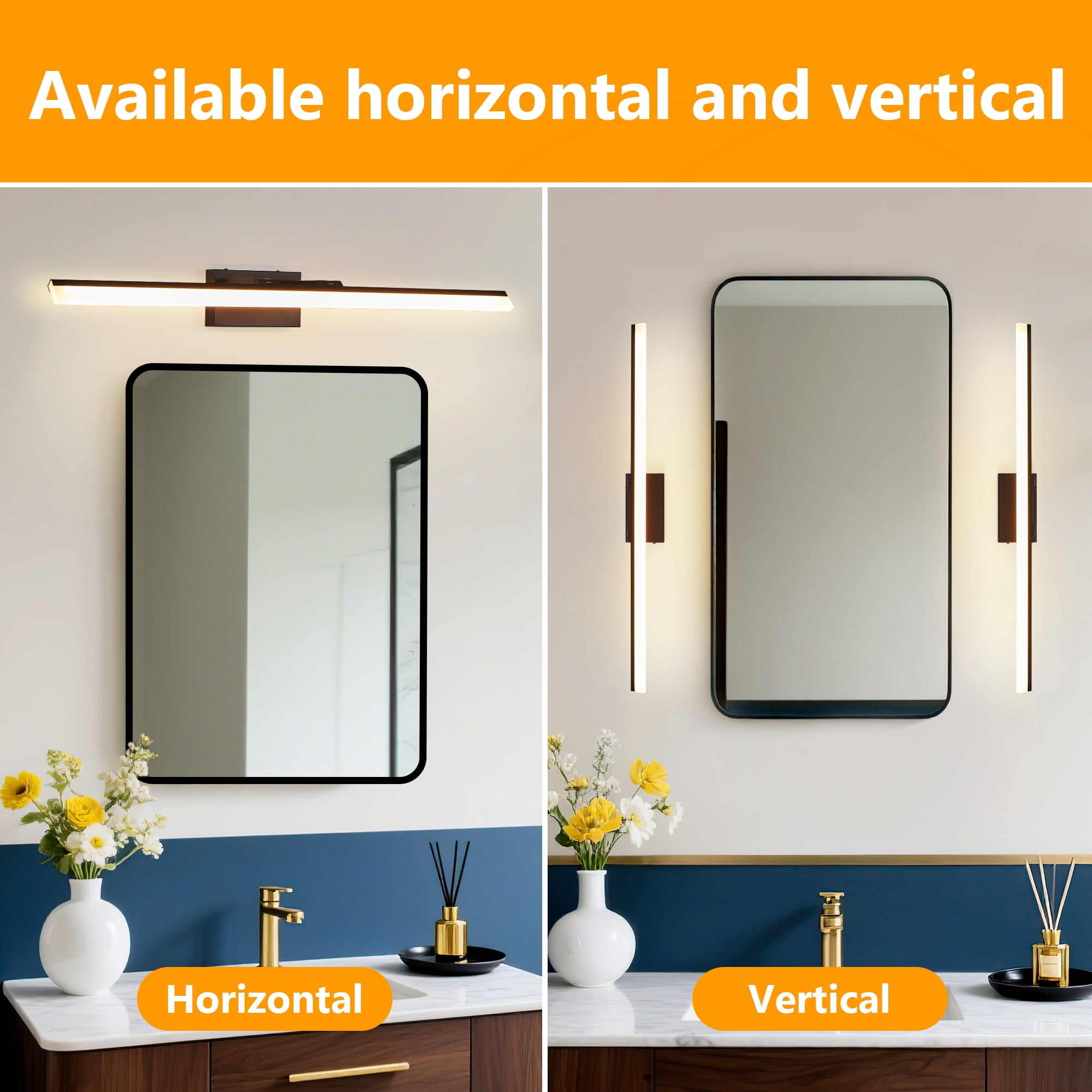 GCGAFUL 39-Inch LED Bathroom Vanity Light Bar, Modern Wall Fixture Ideal for Bathroom, Living Room, Bedroom, Hallway, Black