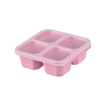 Hiroekza Bento Lunch Box - Wheat Straw 4 Compartment Food Storage Container with Transparent Lid for Adults & Women Men, Microwave-Safe, Eco-Friendly, 8.27x2.36x2.17in Pink