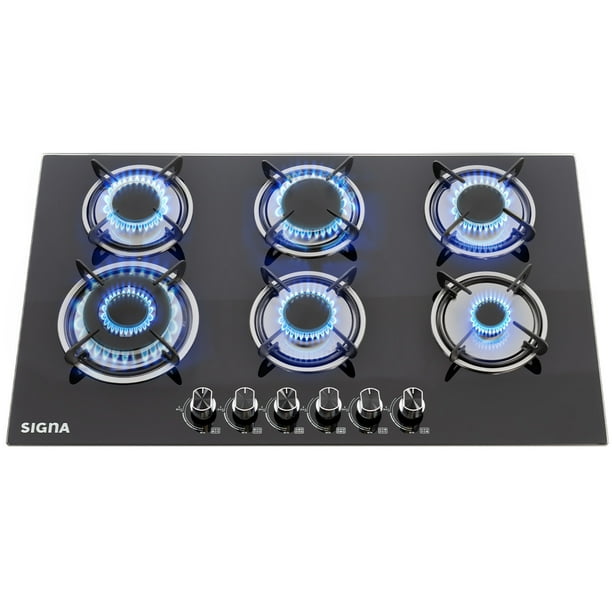SIGNA Parrilla De Gas 6 Quemadores De Acero Inoxidable Negra Estufa Compatible Con Gas LP Empotrable Encendido Electronico Parrilla Electrica De Estructura Metalica