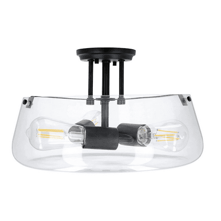 

Luminance Stella Black Semi Flush Mount Ceiling Light | Modern Metal Fixture with Round Clear Glass Shade F27023-31